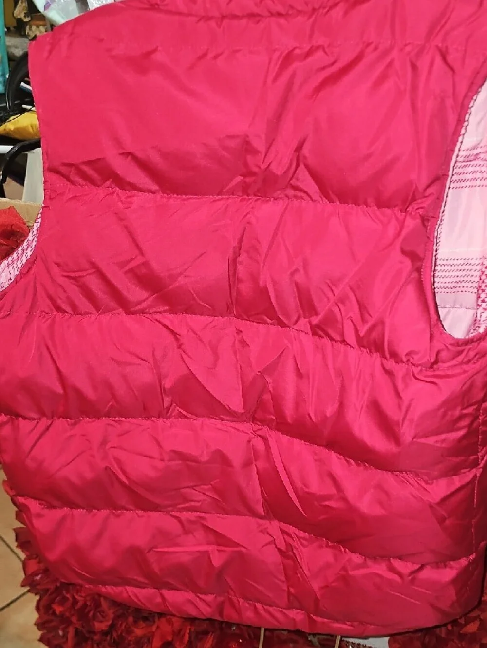 Cherokee Girls Reversible Quilted Sleeveless Vest in Raspberry Pink Size 14/16